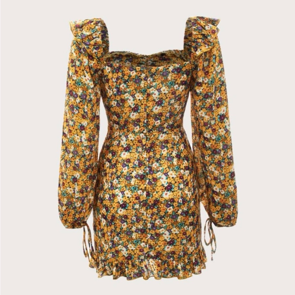 Mod Floral Drawstring Front Dress - Picture 3 of 6
